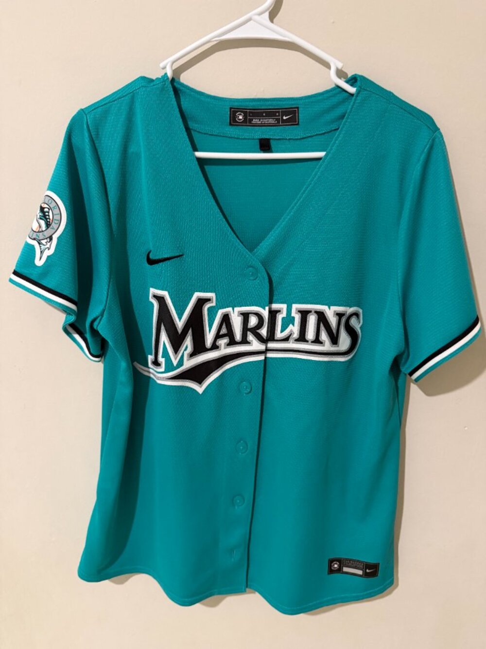 Florida Marlins Jersey Women's L Teal MLB Baseball Genuine Merchandise